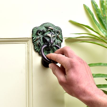 Cast Brass Lion Head Ring Handle Door Knocker
